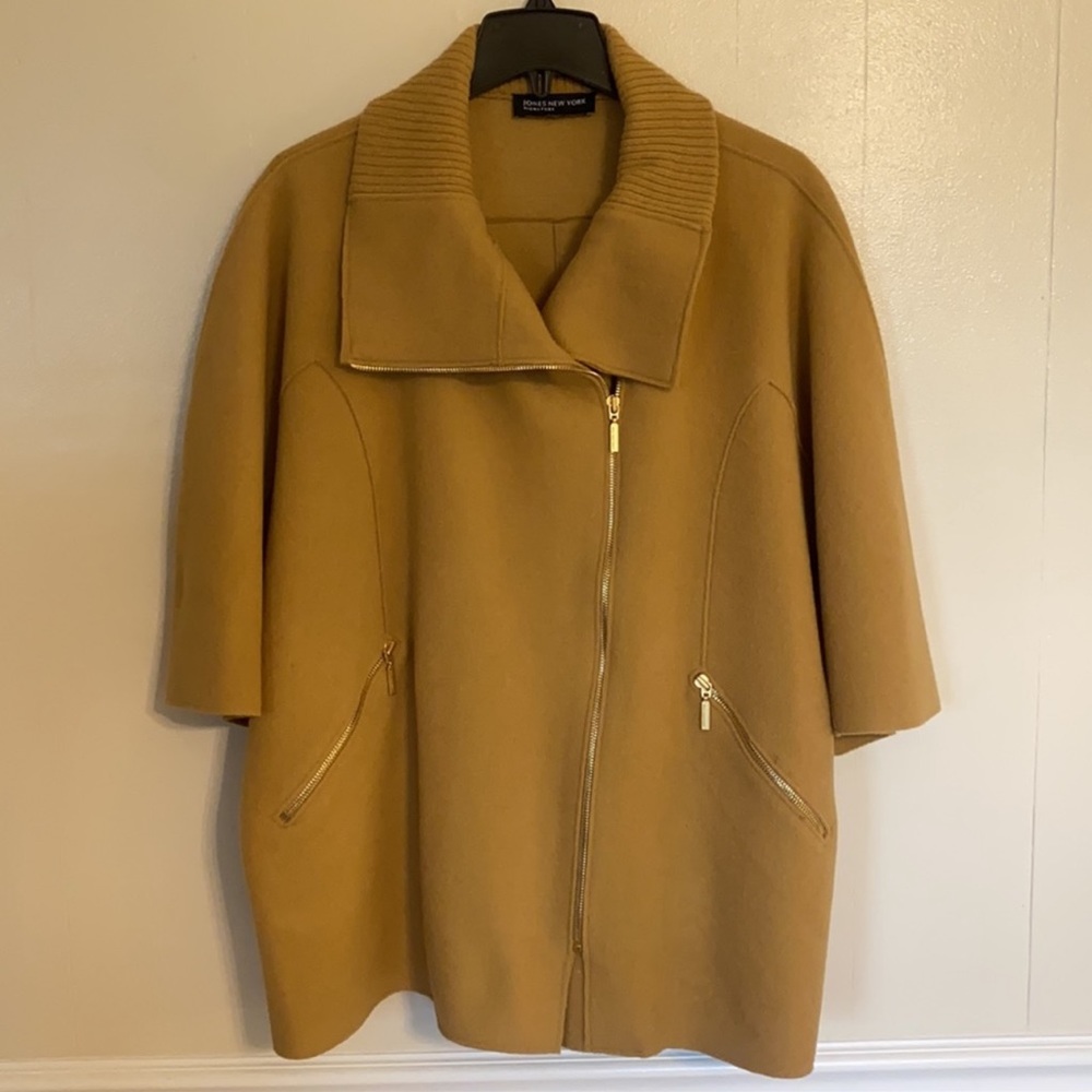 Jones New York Camel Wool-blend Poncho/Cape